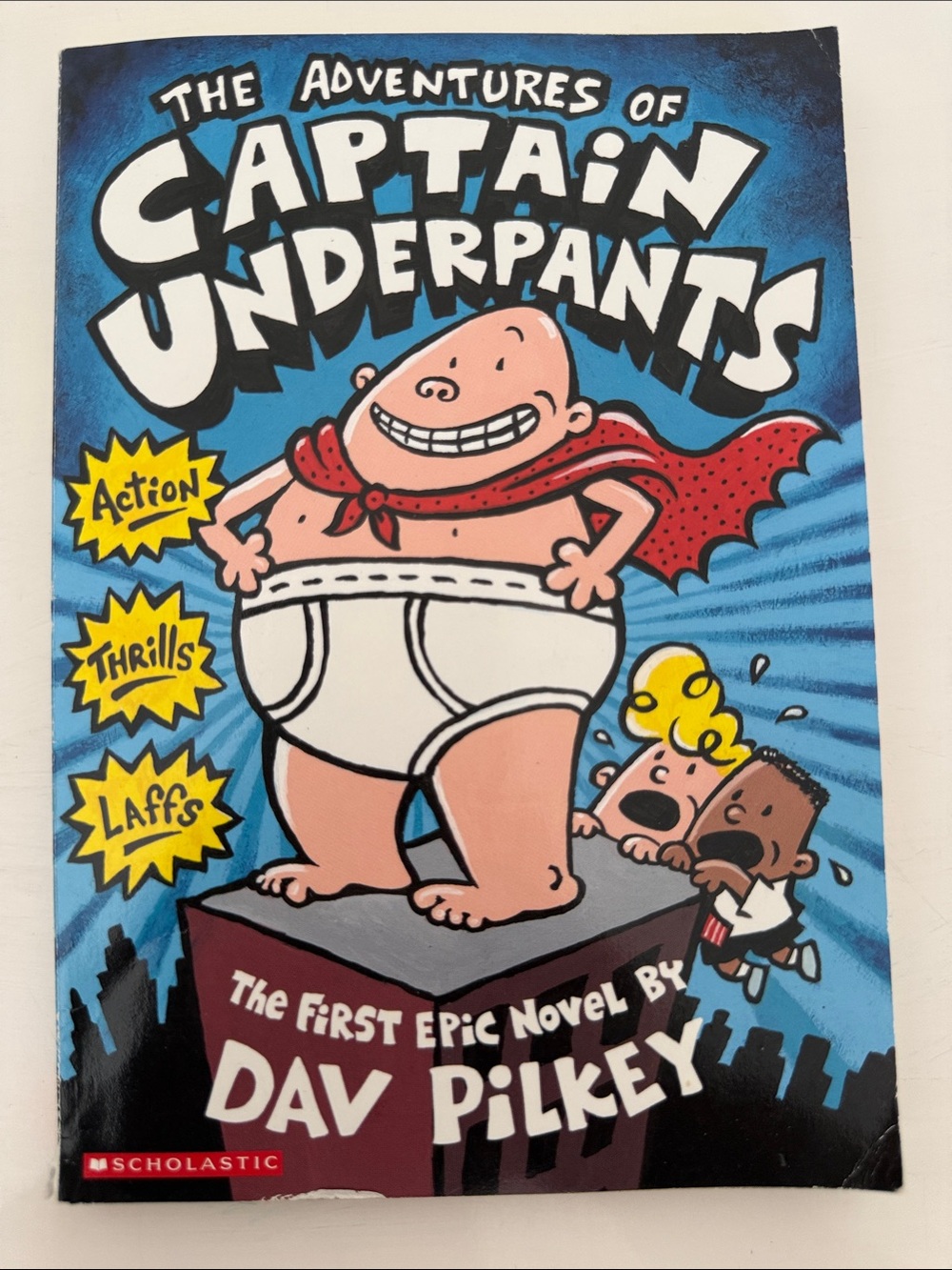 Scholastic Captain Underpants Cover — Blue, White & Red